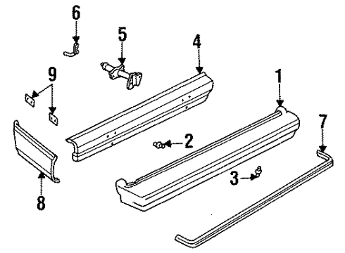 1991 Chevy Cavalier Bumper & Components - Rear Diagram 2 - Thumbnail