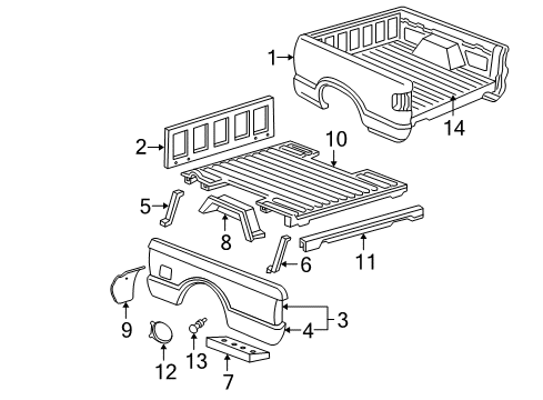 2001 Chevy S10 Front Panel Diagram for 15647403
