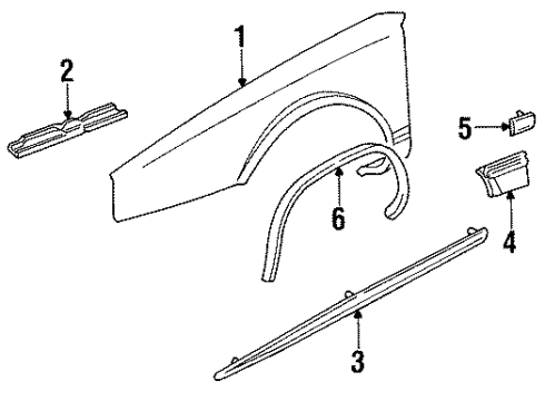1988 Cadillac Seville Fender, Front Passenger Side Diagram for 20687934