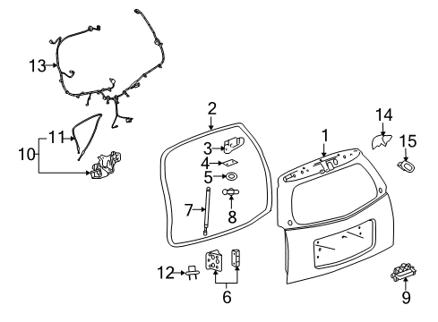 2007 Cadillac SRX Wedge, Rear Diagram for 25740010