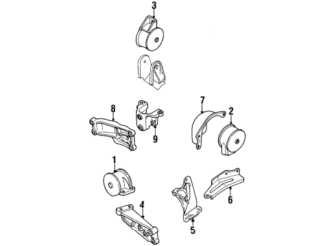 1999 Chevy Metro Engine & Trans Mounting Diagram