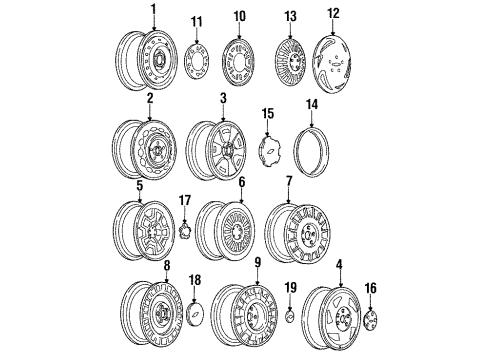 1989 Chevy Corsica Wheel Covers & Trim Diagram