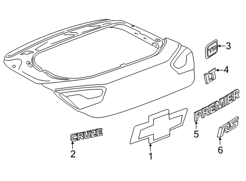 2019 Chevy Cruze Nameplate, Rear Diagram for 39022068