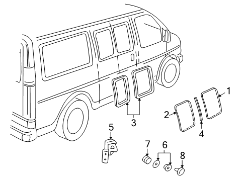 1996 Chevy Express 3500 Glass - Side Door Diagram 2 - Thumbnail