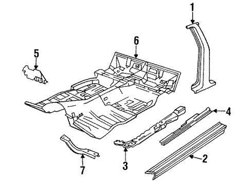 1993 Cadillac Fleetwood Front Floor Pan Reinforcement Diagram for 10217813