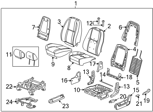 2007 Chevy Silverado 2500 HD Front Seat Components Diagram 8 - Thumbnail