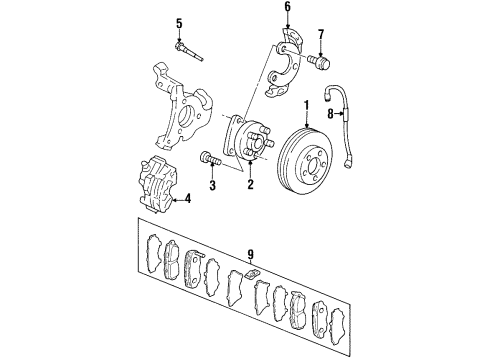 1995 Oldsmobile Aurora Brake Components Diagram