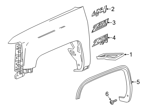 2016 GMC Sierra 2500 HD Wheel Opening Molding, Front Driver Side Diagram for 22775550