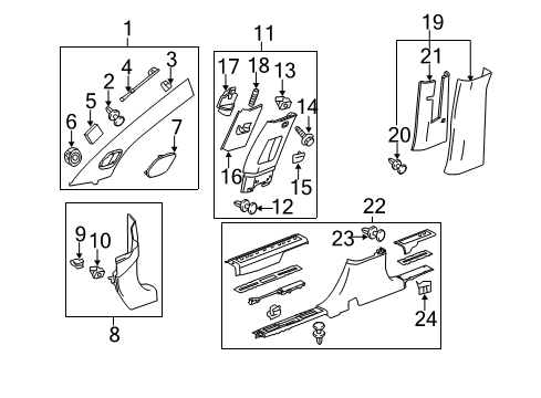 2010 Cadillac SRX Headliner Spacer Diagram for 93439880