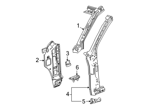 2018 Chevy Silverado 1500 Hinge Pillar Reinforcement Panel, Passenger Side Diagram for 20985510