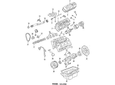 1992 Buick Regal Main Bearings Diagram for 12350097