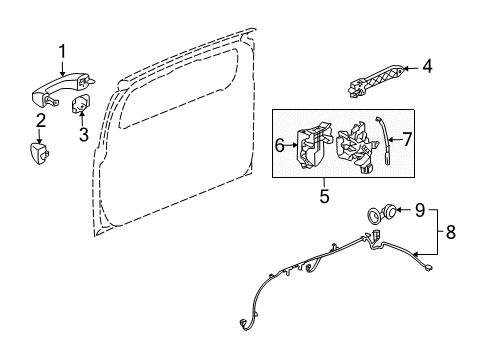 2009 Hummer H3 Lock Actuator, Rear Diagram for 15855983