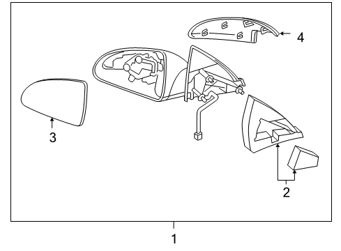 2005 Pontiac G6 Mirror Glass, Rear Passenger Side Diagram for 22698304