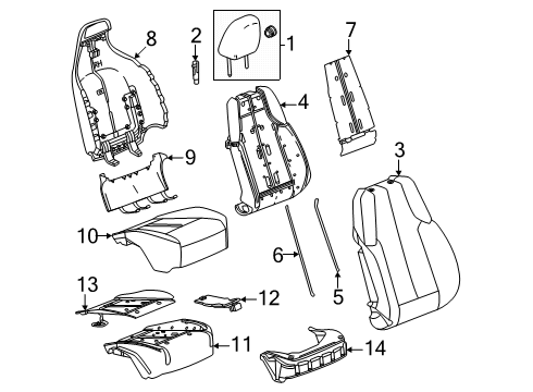 2025 Cadillac OPTIQ Passenger Seat Components Diagram 2 - Thumbnail