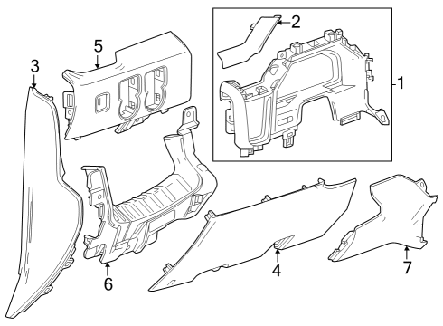 2024 GMC Sierra 2500 HD Panel, Instrument Panel, Jet Black, Center Lower Diagram for 86516422
