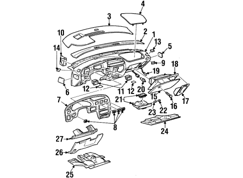 1998 Pontiac Grand Prix Glove Box Diagram for 10401978
