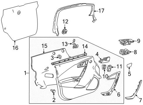 2016 Buick Verano Interior Trim - Front Door Diagram