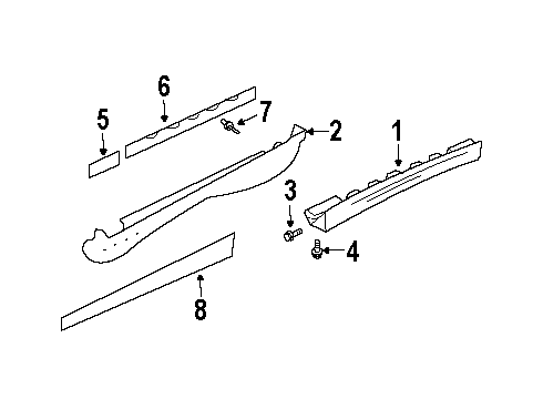 2000 Pontiac Firebird Exterior Trim - Pillars Diagram
