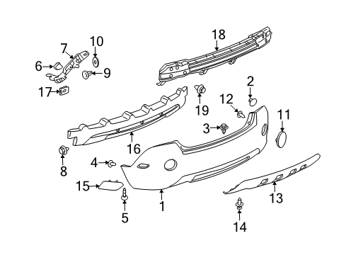 2010 Saturn Vue Bumper & Components - Rear Diagram 2 - Thumbnail