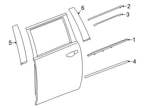 2019 Chevy Suburban Exterior Trim - Rear Door Diagram