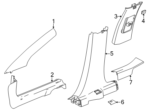 2024 Chevy Blazer EV Interior Trim - Pillars Diagram
