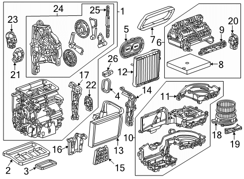 2025 Cadillac OPTIQ A/C Evaporator & Heater Components Diagram