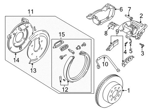 2007 Buick Rainier Parking Brake, Passenger Side Diagram for 22838419