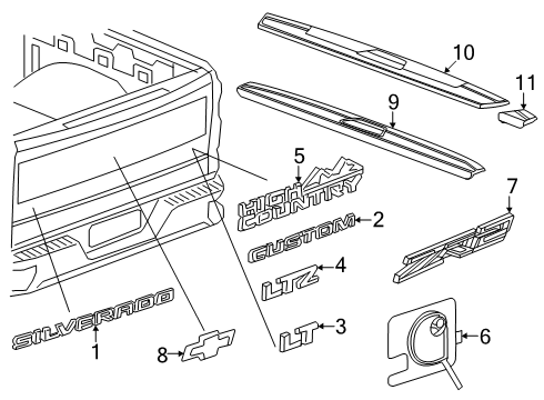 2021 Chevy Silverado 2500 HD Exterior Trim - Tail Gate Diagram