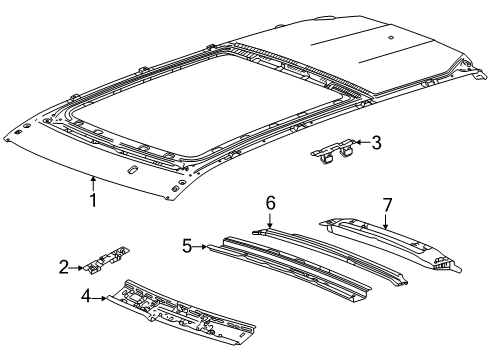 2025 Cadillac ESCALADE IQ Roof & Components Diagram
