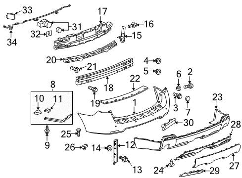 Bumper Cover Bolt Diagram for 11611098