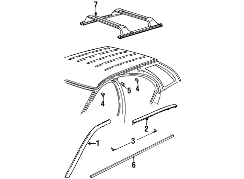 1996 Saturn SW2 Lower Quarter Trim Retainer Diagram for 11588511