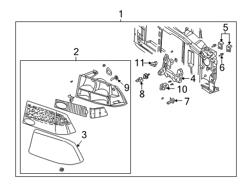 2001 GMC Jimmy Headlamp Components Diagram