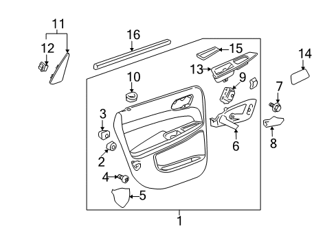 2008 Chevy Impala Interior Trim - Rear Door Diagram