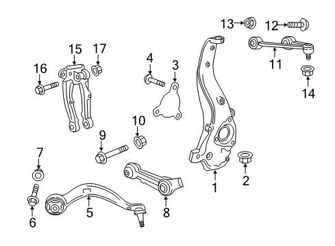 2018 Cadillac CT6 Upper Control Arm, Driver Side Diagram for 22927215