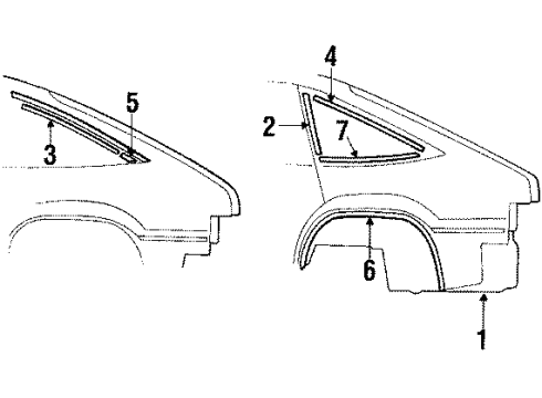 1985 Chevy Citation II Quarter Panel & Components Diagram 3 - Thumbnail