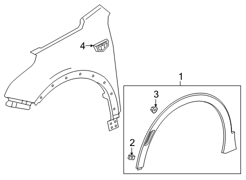 2025 Cadillac XT4 Exterior Trim - Fender Diagram
