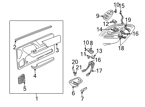 2000 Chevy Camaro Interior Trim - Door Diagram