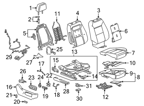 2021 GMC Sierra 3500 HD Actuator Assembly-Front Seat Tilt Adjuster Diagram for 13542529