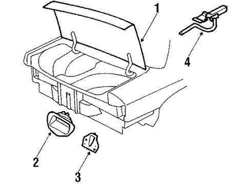 1988 Chevy Corsica Trunk Lid & Components Diagram