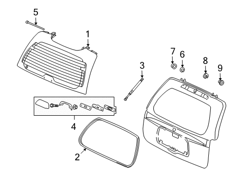 2005 Buick Rainier Handle Diagram for 88943623