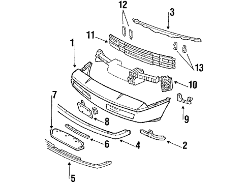 1988 Pontiac Fiero Front Bumper Diagram 2 - Thumbnail