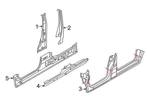 2015 Chevy City Express Inner Center Pillar, Driver Side Diagram for 19317110