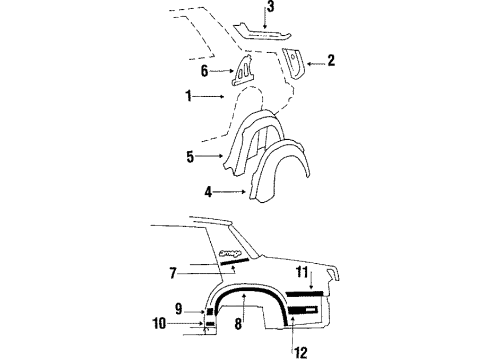 1984 Oldsmobile Omega Quarter Panel & Components Diagram 2 - Thumbnail