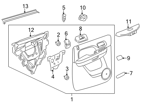 2012 Chevy Silverado 2500 HD Interior Trim - Rear Door Diagram 3 - Thumbnail