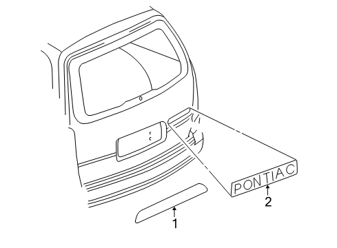 2000 Pontiac Montana Exterior Trim - Lift Gate Diagram