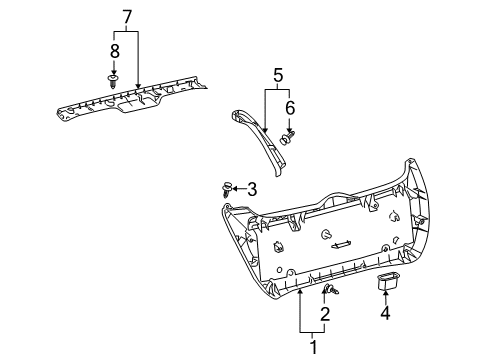 2009 Pontiac Vibe Pull Handle Diagram for 88970381