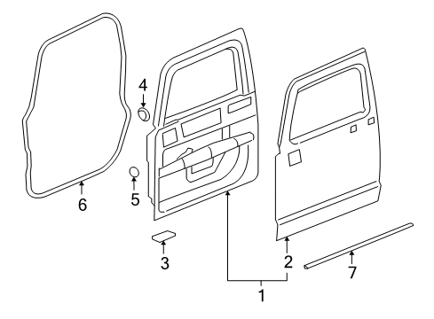 2009 Hummer H3T Door Shell, Front Passenger Side Diagram for 25832627