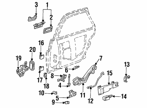 1992 Buick Regal Handle, Outside Reinforcement Plate, Passenger Side Diagram for 20658070