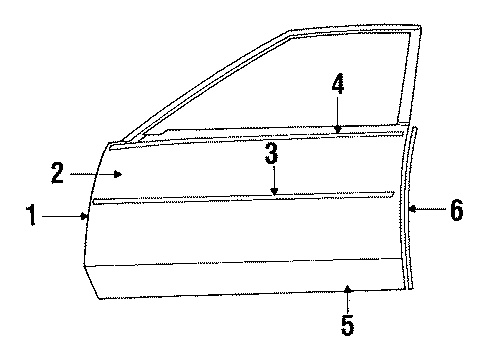 1985 Cadillac Seville Weatherstrip, Passenger Side Diagram for 20104596