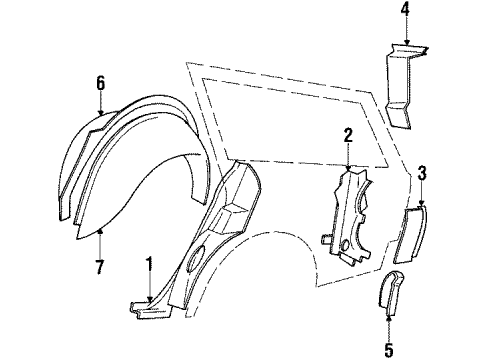 1985 Oldsmobile Cutlass Salon Inner Components - Quarter Panel Diagram 3 - Thumbnail